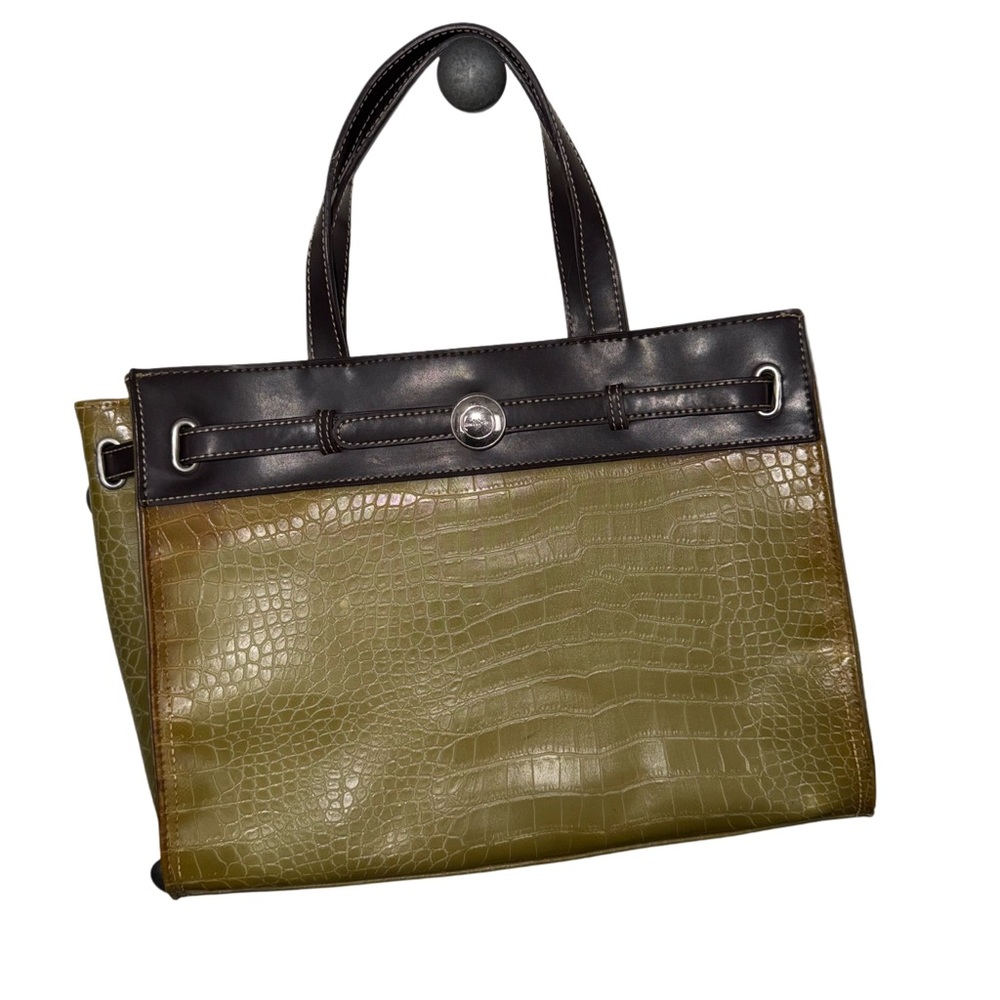 Elegant Olive and Brown Embossed Tote Bag